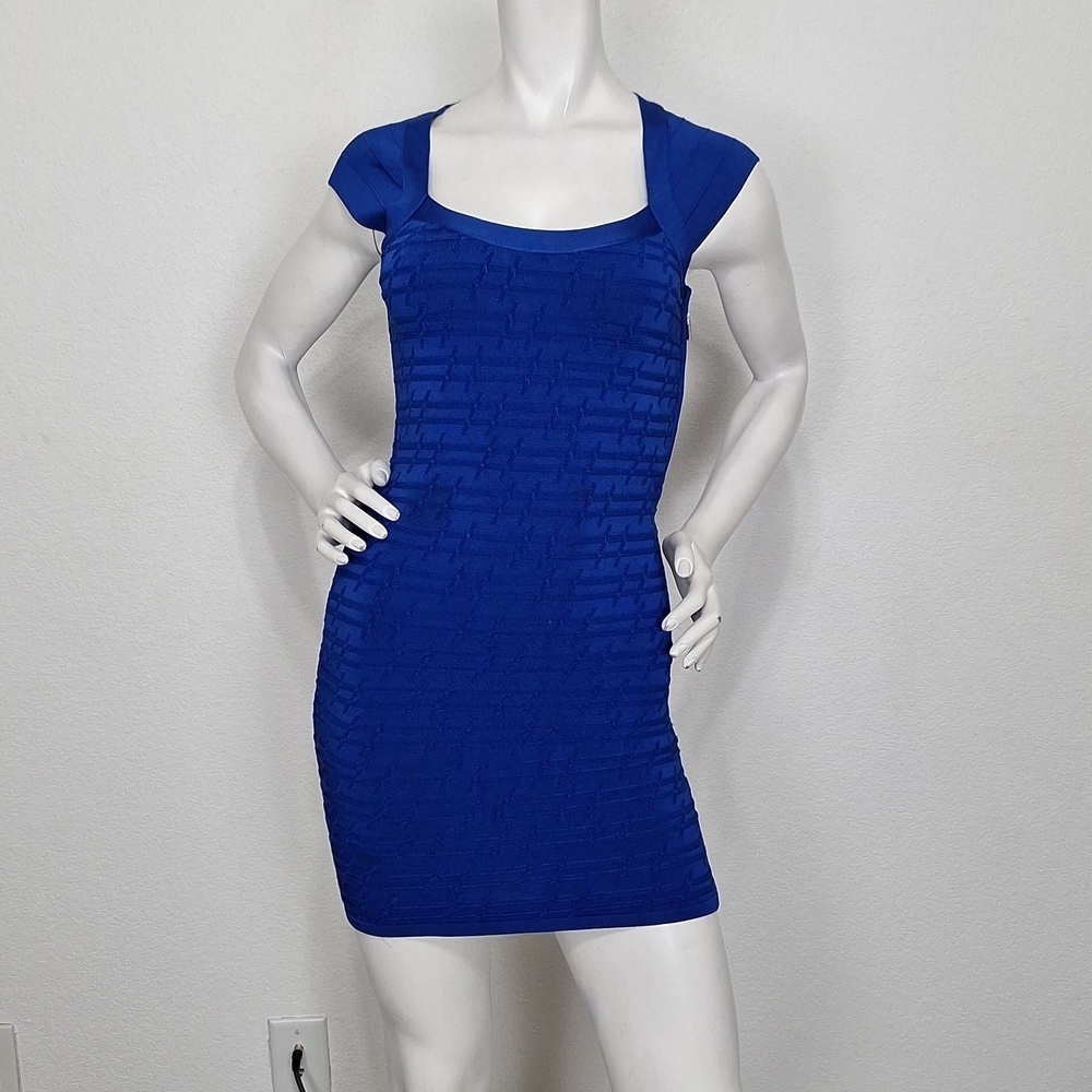 GUESS Royal Blue Bodycon Bandage Cut Out Back Party Cocktail Dress Size S